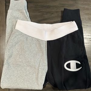 Gray and black Champion jogger sweatpants